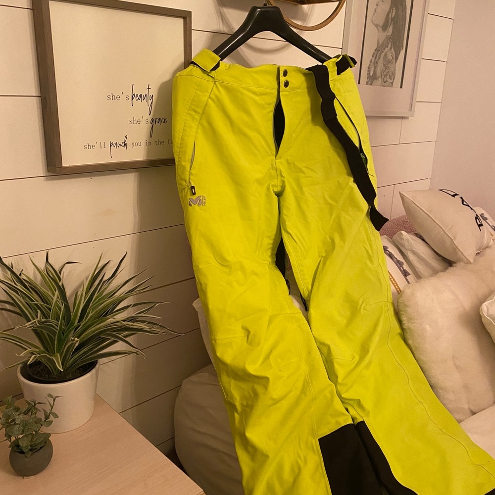 Mens Millet brand snowboard pants in vibrant yellow. Like new.